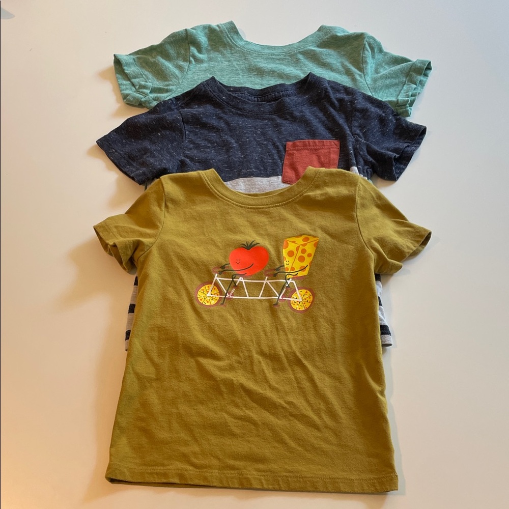 Cat & Jack Kids' Short Sleeve Tees - Mustard, Green, Navy.